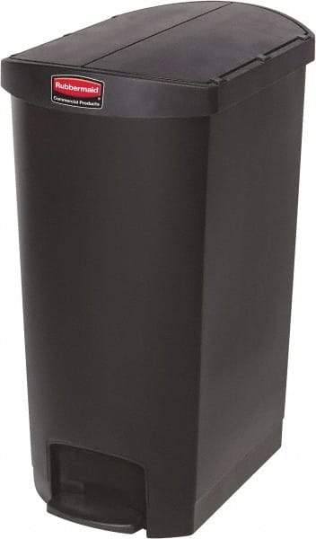 Rubbermaid - 18 Gal Rectangle Unlabeled Trash Can - 30.76" High x 14-3/4" Long, Black, Resin - USA Tool & Supply