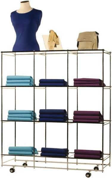ECONOCO - 53" High x 46-1/2" Wide x 14" Deep, 12 Shelf Folding Cube Display Unit - Chrome - USA Tool & Supply