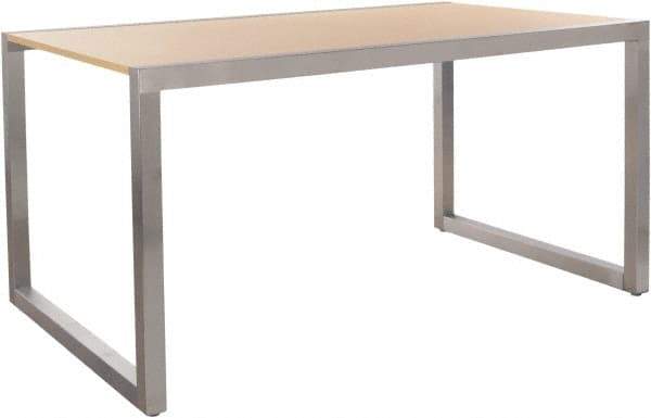 ECONOCO - 60" Long x 36" Wide x 30" High Stationary Display Table - Maple & Satin Chrome (Color), Melamine Top - USA Tool & Supply