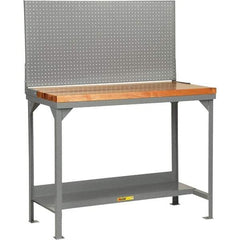 Little Giant - 72 Wide x 30" Deep x 36" High, Butcher Block Workbench - 1-3/4" Butcher Block Top, Fixed Legs, Gray - USA Tool & Supply
