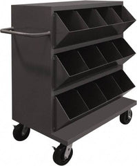 Durham - 2,400 Lb Capacity, 24" Wide x 36" Long x 49-1/4" High Storage Bin Cart - 12 Slot, Steel, 2 Rigid/2 Swivel Casters - USA Tool & Supply