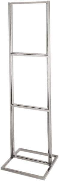 ECONOCO - 22 Inch Wide x 28 Inch High Sign Compatibility, Steel Square Frame Triple Bulletin Sign Holder - Chrome, 90 Inch Holder Height, Holds 3 Signs - USA Tool & Supply