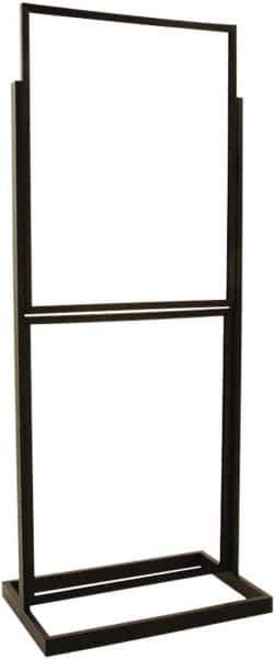 ECONOCO - 22 Inch Wide x 28 Inch High Sign Compatibility, Steel Square Frame Double Bulletin Sign Holder - Matte Black, 56 Inch Holder Height, Holds 2 Signss - USA Tool & Supply