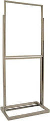 ECONOCO - 22 Inch Wide x 28 Inch High Sign Compatibility, Steel Square Frame Double Bulletin Sign Holder - Chrome, 56 Inch Holder Height, Holds 2 Signss - USA Tool & Supply