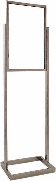 ECONOCO - 14 Inch Wide x 22 Inch High Sign Compatibility, Steel Square Frame Bulletin Sign Holder - Chrome, 56 Inch Holder Height, Holds 1 Sign - USA Tool & Supply