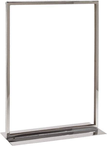 ECONOCO - 11 Inch Wide x 14 Inch High Sign Compatibility, Steel Square Frame Sign Holder - Chrome, 14 Inch Holder Height, Holds 1 Sign - USA Tool & Supply