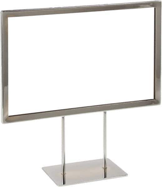 ECONOCO - 11 Inch Wide x 7 Inch High Sign Compatibility, Steel Square Frame Sign Holder - Chrome, 7 Inch Holder Height, Holds 1 Sign - USA Tool & Supply