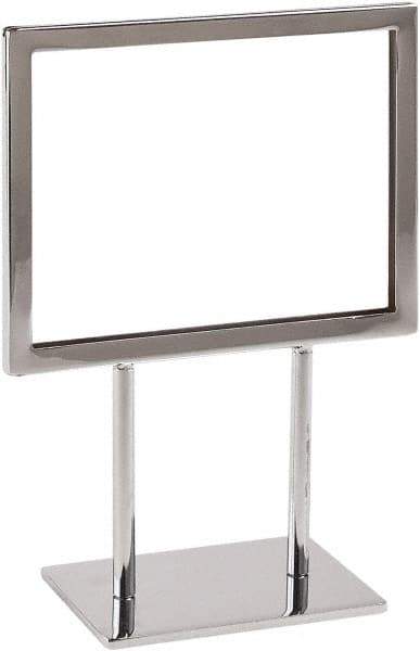 ECONOCO - 7 Inch Wide x 5-1/2 Inch High Sign Compatibility, Steel Square Frame Sign Holder - Chrome, 5-1/2 Inch Holder Height, Holds 1 Sign - USA Tool & Supply