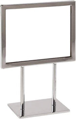 ECONOCO - 7 Inch Wide x 5-1/2 Inch High Sign Compatibility, Steel Square Frame Sign Holder - Chrome, 5-1/2 Inch Holder Height, Holds 1 Sign - USA Tool & Supply