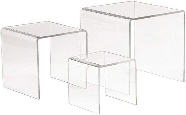 ECONOCO - 3, 4 & 5" High x 3, 4 & 5" Wide x 3, 4 & 5" Deep, Display Riser Plastic Shelving - Clear - USA Tool & Supply