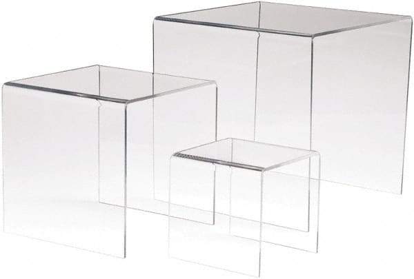 ECONOCO - 4, 6 & 8" High x 4, 6 & 8" Wide x 4, 6 & 8" Deep, Display Riser Plastic Shelving - Clear - USA Tool & Supply