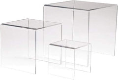 ECONOCO - 4, 6 & 8" High x 4, 6 & 8" Wide x 4, 6 & 8" Deep, Display Riser Plastic Shelving - Clear - USA Tool & Supply