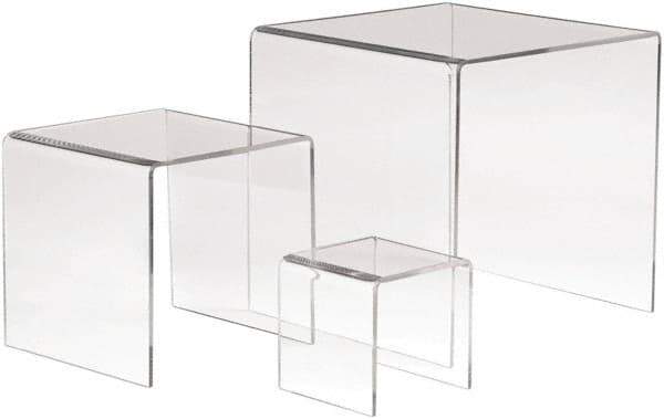 ECONOCO - 3, 5 & 7" High x 3, 5 & 7" Wide x 3, 5 & 7" Deep, Display Riser Plastic Shelving - Clear - USA Tool & Supply