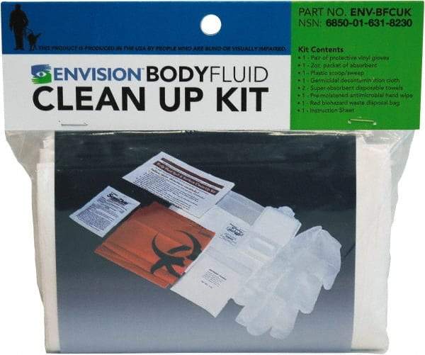 Ability One - 9 Piece, 1 Person, Body Fluid Clean-Up First Aid Kit - Plastic Bag - USA Tool & Supply