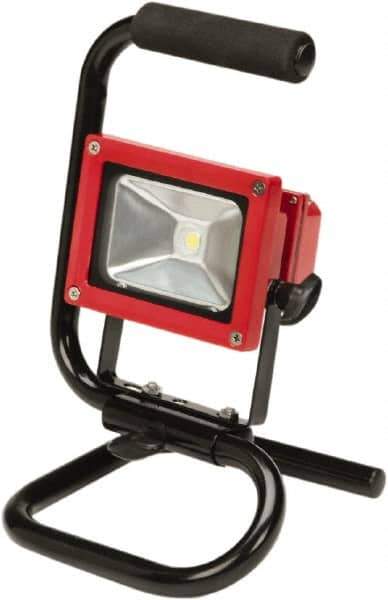 Ability One - LED Bulb, Jobsite Flashlight - Black, Red Aluminum Body, Integrated Batteries - USA Tool & Supply