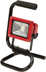 Ability One - LED Bulb, Jobsite Flashlight - Black, Red Aluminum Body, Integrated Batteries - USA Tool & Supply