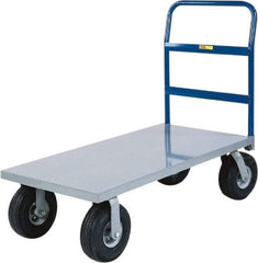 Little Giant - 1,500 Lb Capacity Steel Cushion Load Platform Truck - Steel Deck, 30" OAW, 48" Platform Length x 14" Platform Height, Pneumatic Casters - USA Tool & Supply