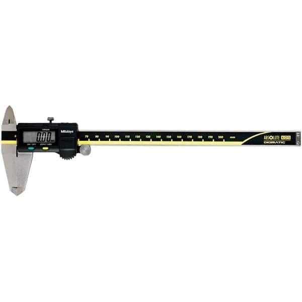 Mitutoyo - 0 to 200mm Range, 0.01mm Resolution, Electronic Caliper - Steel with 50mm Steel Jaws, 0.02mm Accuracy, SPC Output - USA Tool & Supply