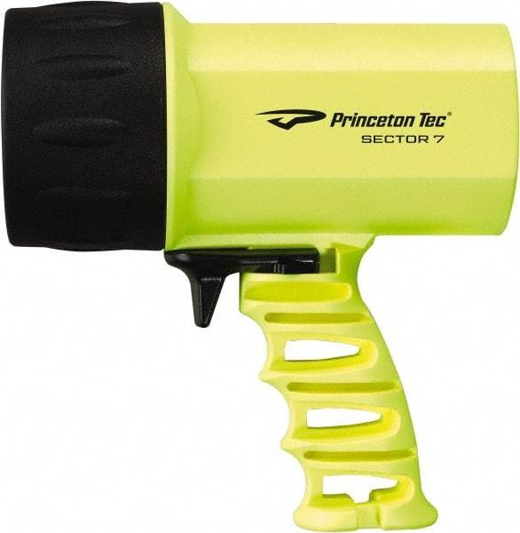 Princeton Tec - White LED Bulb, 700 Lumens, Spotlight/Lantern Flashlight - Neon Yellow Plastic Body, 8 C Alkaline Batteries Included - USA Tool & Supply