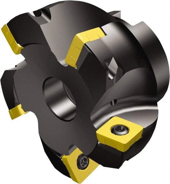 Sandvik Coromant - 5 Inserts, 35.9mm Cut Diam, 22mm Arbor Diam, 1.2mm Max Depth of Cut, Indexable Square-Shoulder Face Mill - 10° Lead Angle, 50mm High, R210-090412M Insert Compatibility, Through Coolant, Series CoroMill 210 - USA Tool & Supply
