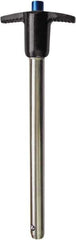 Monroe Engineering Products - 3/4" Diam, 4" Usable Length, T Handle, Push Button Quick Release Pin - 6-5/8" OAL, Grade 17-4 Stainless Steel - USA Tool & Supply