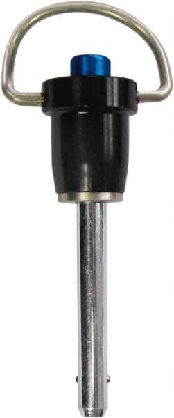 Monroe Engineering Products - 3/8" Diam, 2" Usable Length, Ring Handle, Push Button Quick Release Pin - 4" OAL, Grade 17-4 Stainless Steel - USA Tool & Supply