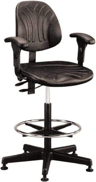 Bevco - 21 to 31" High Adjustable Chair - 27" Wide x 27" Deep, Polyurethane Seat, Black - USA Tool & Supply