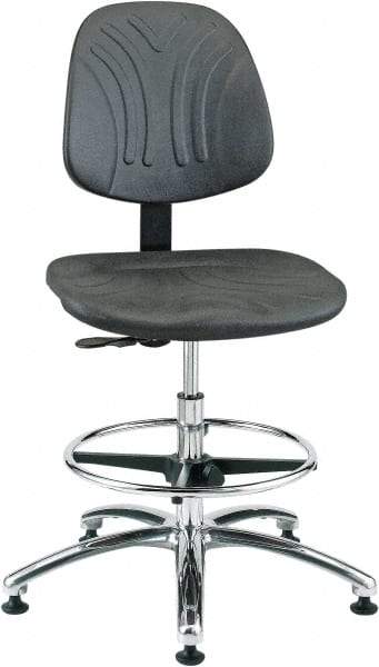 Bevco - 21 to 31" High Adjustable Chair - 27" Wide x 27" Deep, Polyurethane Seat, Black - USA Tool & Supply