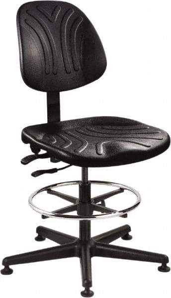 Bevco - 21 to 31" High Adjustable Chair - 27" Wide x 27" Deep, Polyurethane Seat, Black - USA Tool & Supply