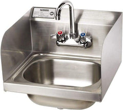 Krowne - 14" Long x 10" Wide Inside, 1 Compartment, Grade 304 Stainless Steel Hand Sink with Side Support - 20 Gauge, 14" Long x 16" Wide x 15" High Outside, 6" Deep - USA Tool & Supply