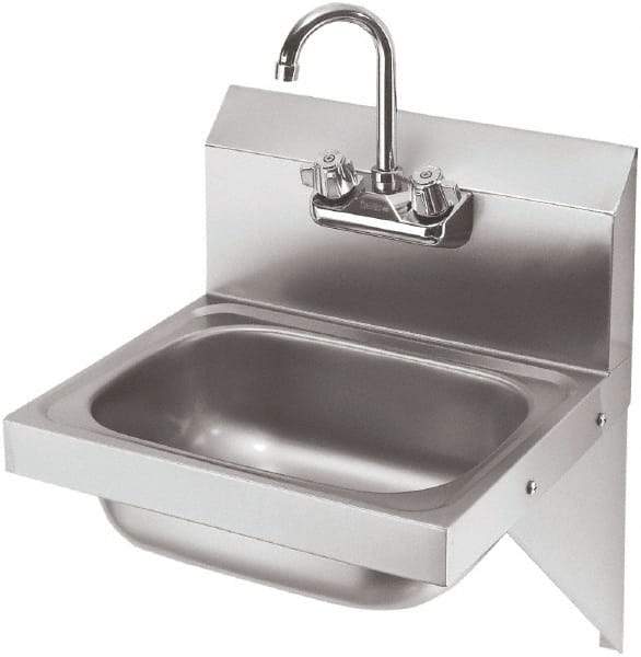 Krowne - 10" Long x 14" Wide Inside, 1 Compartment, Grade 304 Stainless Steel Hand Sink with Side Support - 20 Gauge, 20" Long x 16" Wide x 15" High Outside, 6" Deep - USA Tool & Supply