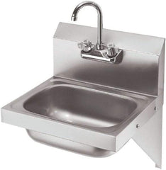 Krowne - 10" Long x 14" Wide Inside, 1 Compartment, Grade 304 Stainless Steel Hand Sink with Side Support - 20 Gauge, 20" Long x 16" Wide x 15" High Outside, 6" Deep - USA Tool & Supply