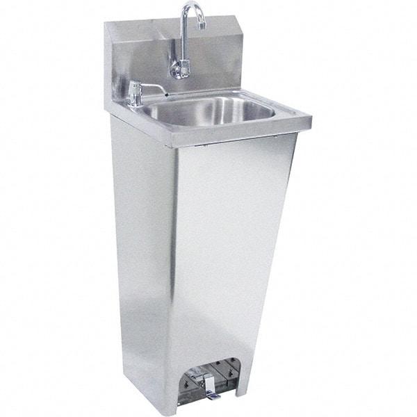 Krowne - 10" Long x 14" Wide Inside, 1 Compartment, Grade 304 Stainless Steel Hand Sink with Foot Pedal - 20 Gauge, 15" Long x 16" Wide x 32" High Outside, 6" Deep - USA Tool & Supply