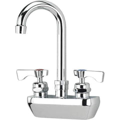 Krowne - Wall Mount, High Arc Service Sink Faucet - Two Handle, Color Coded, Blade Handle, Gooseneck Spout and Nozzle, No Drain - USA Tool & Supply