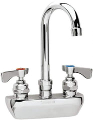 Krowne - Wall Mount, High Arc Service Sink Faucet - Two Handle, Color Coded, Blade Handle, Gooseneck Spout and Nozzle, No Drain - USA Tool & Supply