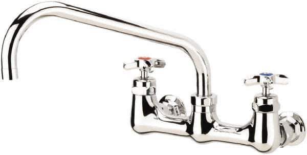 Krowne - Wall Mount, Low Arc Full Flow Faucet - Two Handle, Color Coded, Cross Handle, Swing Spout and Nozzle, No Drain - USA Tool & Supply