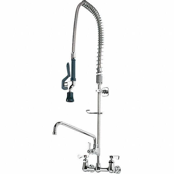 Krowne - Wall Mount, Add On Faucet for Pre-Rinse Units with Spray - Two Handle, Color Coded, Blade Handle, Gooseneck Spout with Hose, No Drain - USA Tool & Supply