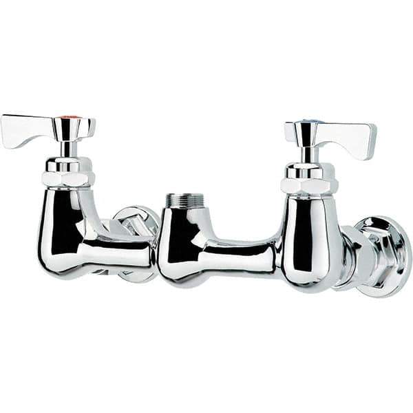 Krowne - Wall Mount, Spoutless Faucet Body Only - Two Handle, Color Coded, Blade Handle, Spoutless, No Drain - USA Tool & Supply