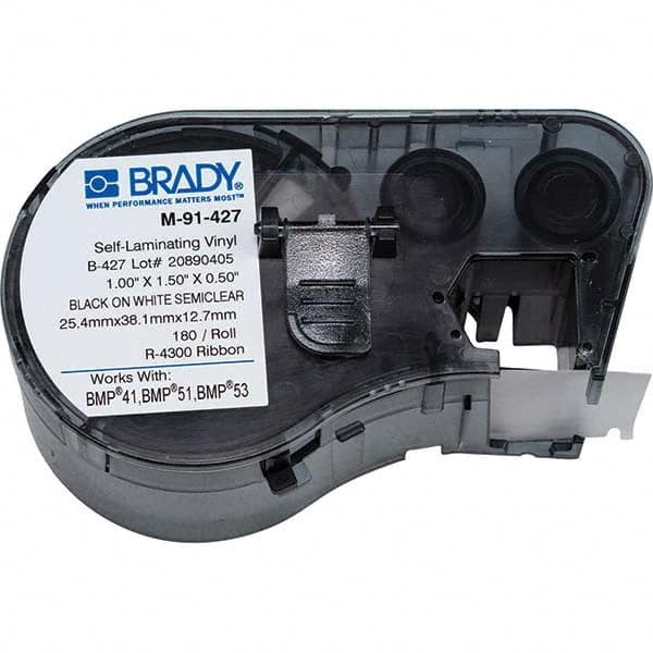 Brady - 1/2" x 1" Black Vinyl Cartridge - USA Tool & Supply