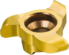 Sandvik Coromant - 327-RM RM Grade 1025 Carbide Groove Milling Tip Insert - TiAlN/TiN Finish, 3 Flutes, 21.7mm Cutting Diam, 4.5mm Depth of Cut, 5.75mm Extension, 0.3937" Cnr Rad - USA Tool & Supply