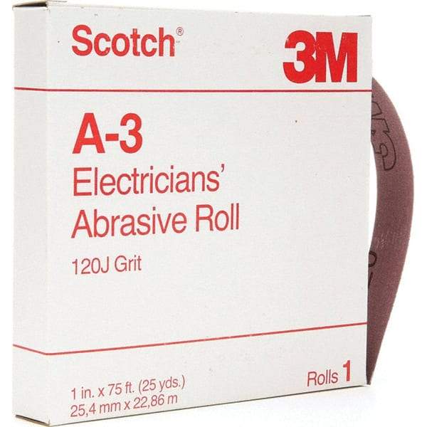 3M - 1" x 25 Yd 120 Grit Aluminum Oxide Shop Roll - Fine Grade - USA Tool & Supply