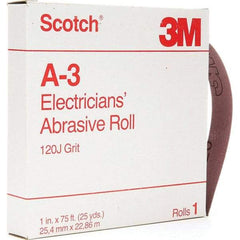 3M - 1" x 25 Yd 120 Grit Aluminum Oxide Shop Roll - Fine Grade - USA Tool & Supply