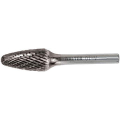 WALTER Surface Technologies - 1/2" Cut Diam, 1/4" Shank Diam, Tree Head Double Cut Burr - Carbide, 1" LOC - USA Tool & Supply