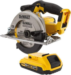 DeWALT - 20 Volt, 6-1/2" Blade, Cordless Circular Saw - 3,700 RPM, Lithium-Ion Batteries Included - USA Tool & Supply