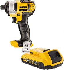 DeWALT - 20 Volt, 1/4" Drive, 117 Ft/Lb Torque, Cordless Impact Driver - Pistol Grip Handle, 2800 RPM, 1 Lithium-Ion Battery Included - USA Tool & Supply