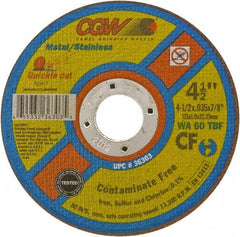 Camel Grinding Wheels - 5" 60 Grit Aluminum Oxide Cutoff Wheel - 0.04" Thick, 7/8" Arbor, 12,250 Max RPM - USA Tool & Supply