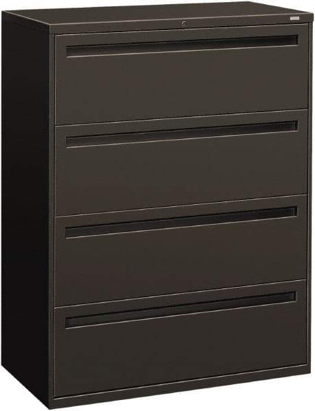 Hon - 42" Wide x 53-1/4" High x 19-1/4" Deep, 4 Drawer Lateral File - Steel, Charcoal - USA Tool & Supply