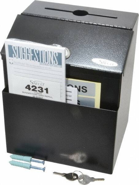 Safco - 7-1/8 Inch Wide x 6 Inch Deep x 8-1/2 Inch High Suggestion Box - Black - USA Tool & Supply