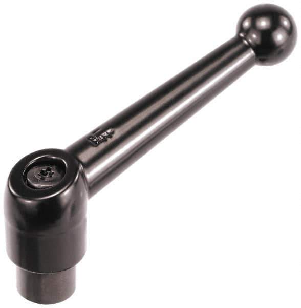 KIPP - M4 x 0.7, 13mm Hub Diam, Zinc Die Cast (Steel Components) Tapped Adjustable Clamping Lever - 46mm OAL, 32.5mm High, 9mm Hole Depth - USA Tool & Supply
