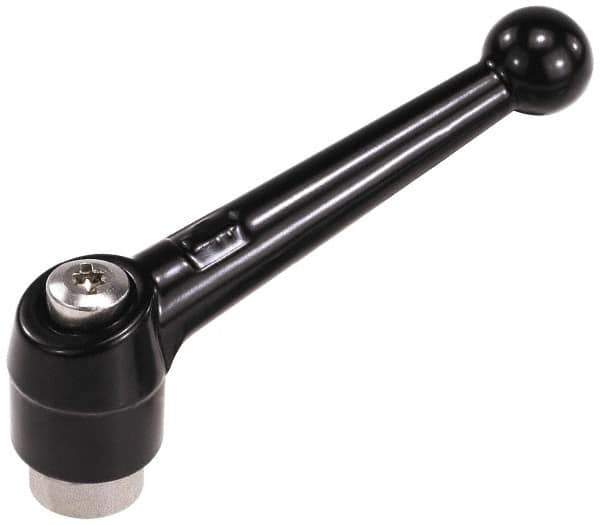KIPP - 1/4-20, 0.51" Hub Diam, Zinc Die Cast (Stainless Steel Components) Tapped Adjustable Clamping Lever - 1.81" OAL, 1.28" High, 0.35" Hole Depth - USA Tool & Supply